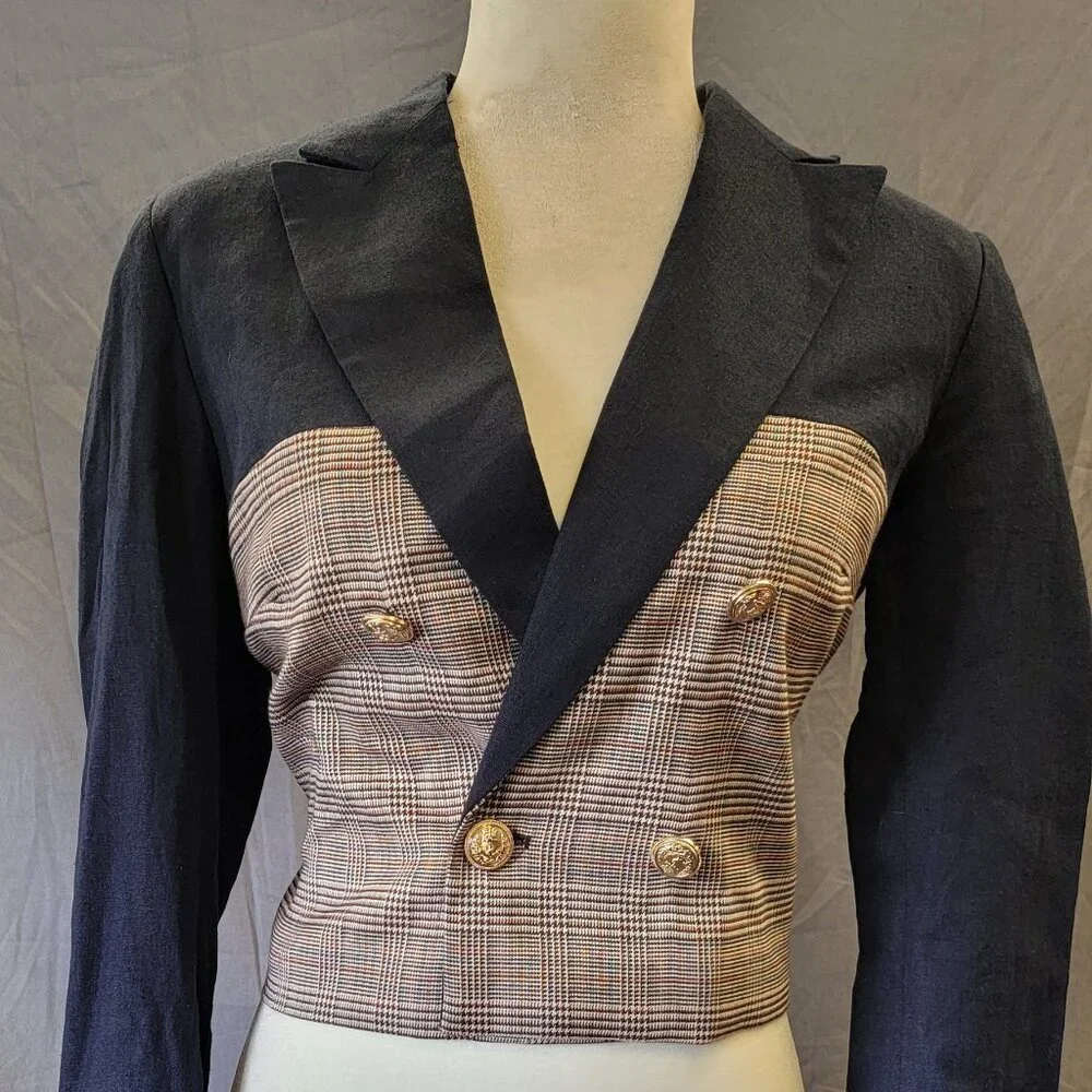 JASON WU NAVY and PLAID BLAZER size XS - Picture 1 of 7